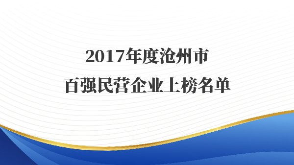 2017年度沧州市百强民营企业上榜名单