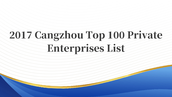 2017 Cangzhou Top 100 Private Enterprises List